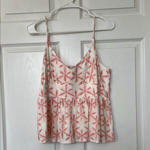 Women's Pink Star Patterned Linen Top